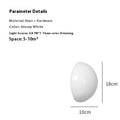 White ceiling light fixture with dimensions and parameter details on a white background