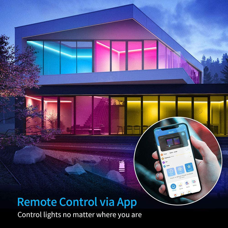 5050 RGB WiFi smart LED strip light with waterproof dripping glue and colorful lighting effects