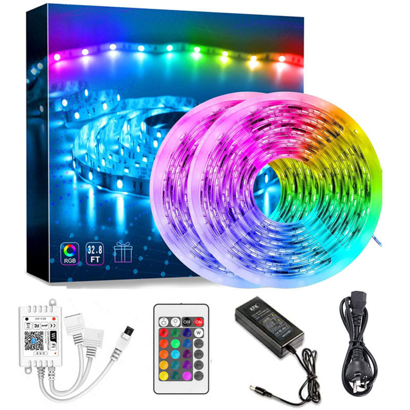 5050 RGB WiFi smart LED strip light with waterproof dripping glue and colorful lighting effects