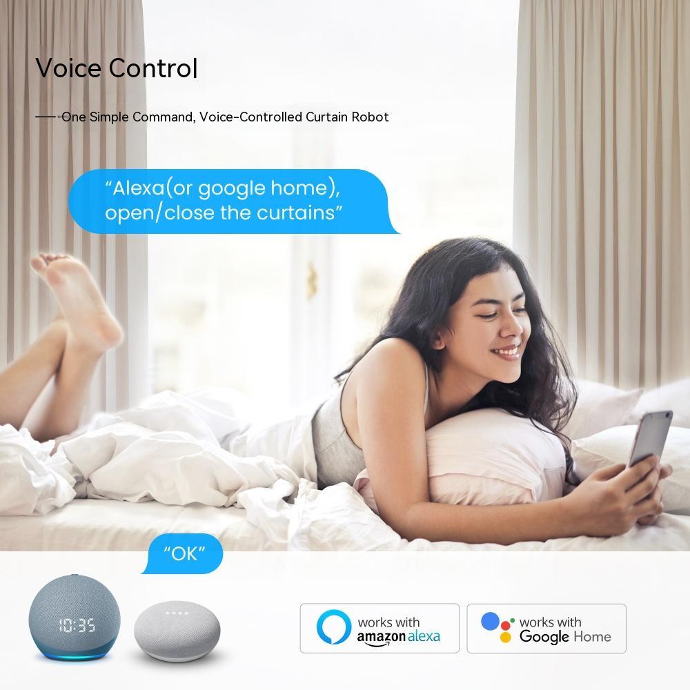 WiFi smart curtain robot for Roman rod curtains with app and voice control automation
