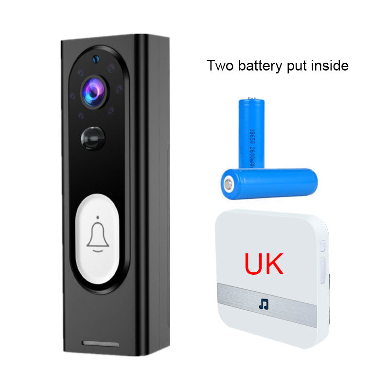1080P wireless WiFi video doorbell with remote monitoring and two‑way voice intercom