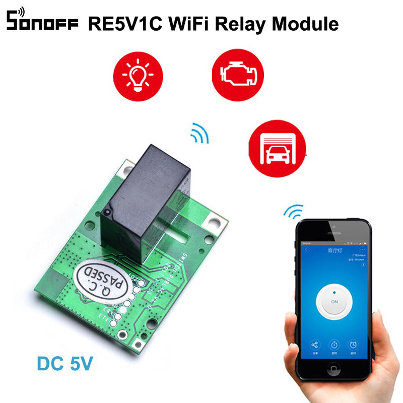 WiFi smart relay module with inching and self‑locking modes for APP and voice control