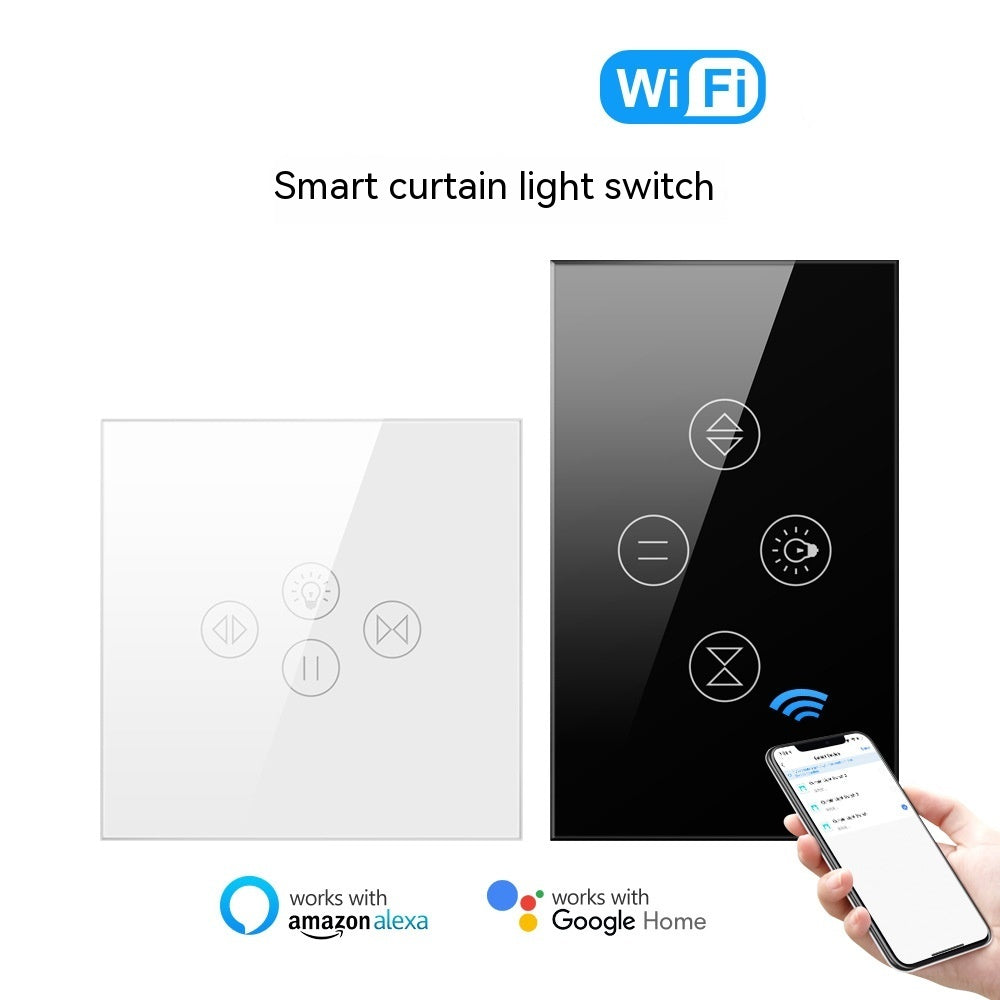 Smart curtain light wall touch switch with plastic button and voice control