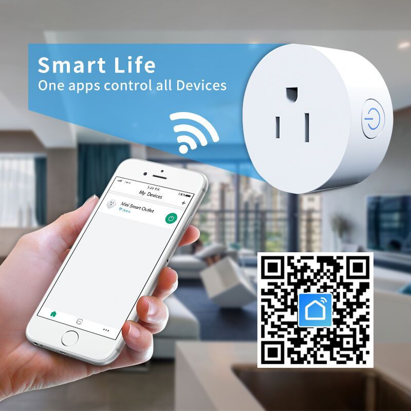 WiFi smart socket with voice control, TUYA app remote operation, and timer automation