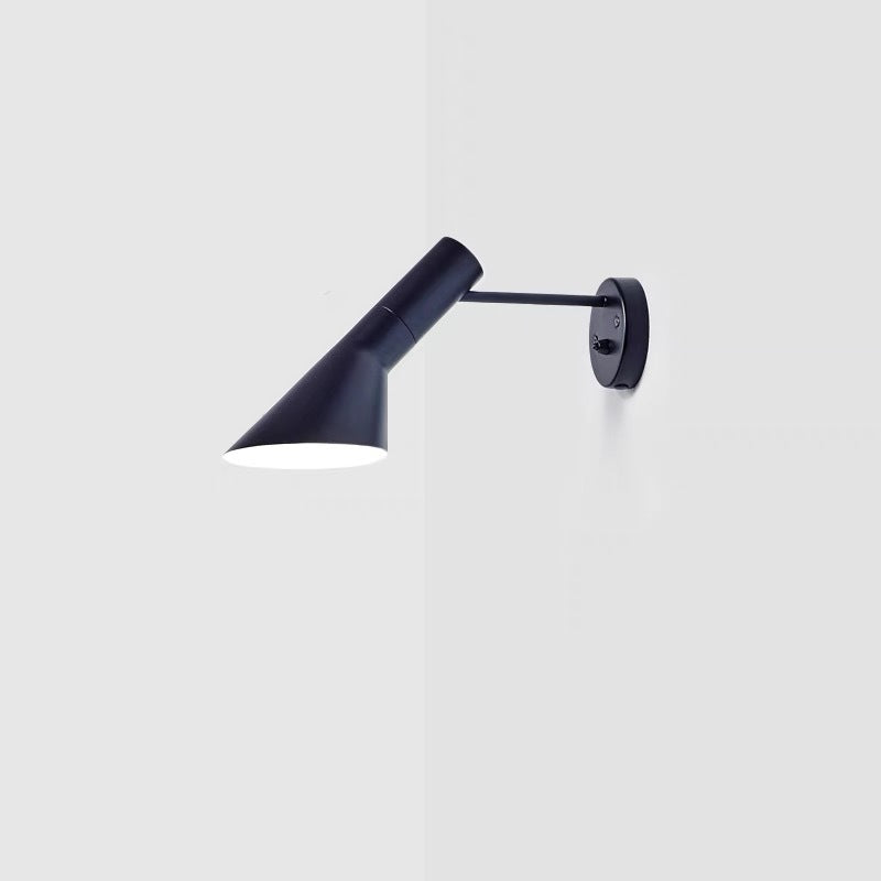 Black wall-mounted lamp on a white background