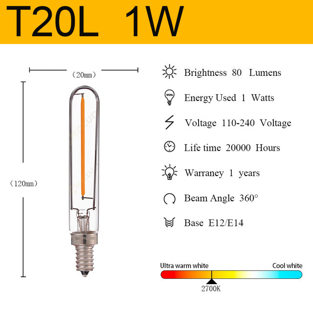 Light bulb with specifications on a white background