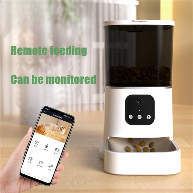 Smart WiFi automatic pet feeder with large capacity, voice recorder, and timer feeding for cats and dogs