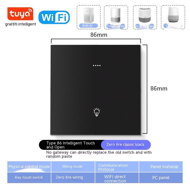 WiFi smart home switch with whole‑house voice control and mobile APP automation