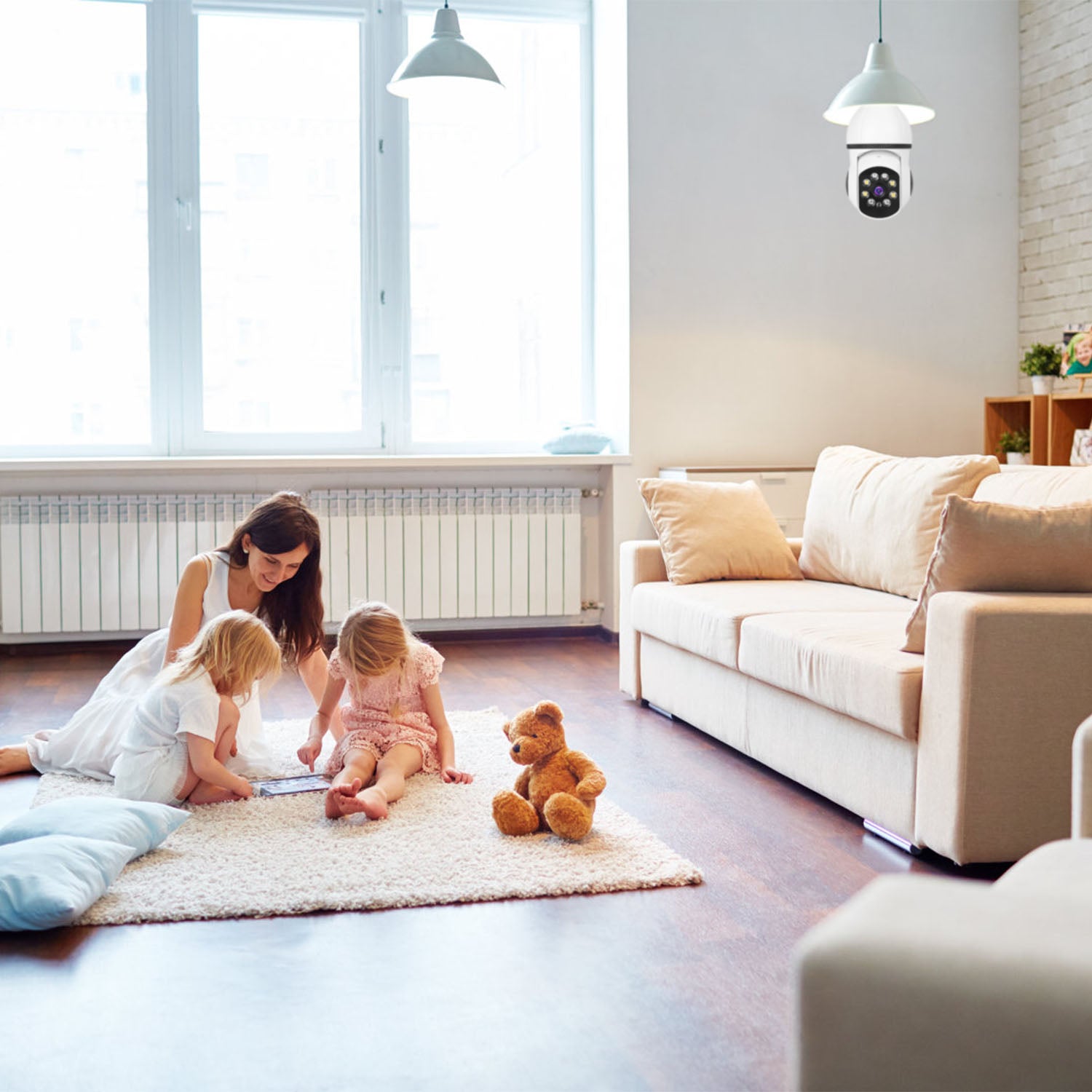 E27 WiFi bulb camera with 1080P pan‑tilt security, night vision, and two‑way audio