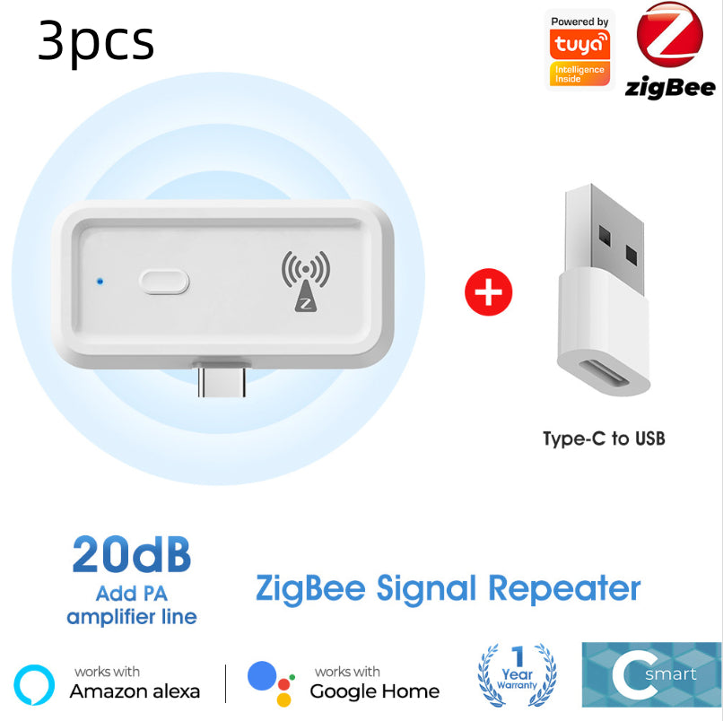 Graffiti ZigBee smart repeater with Type‑C power for extending smart home signal range