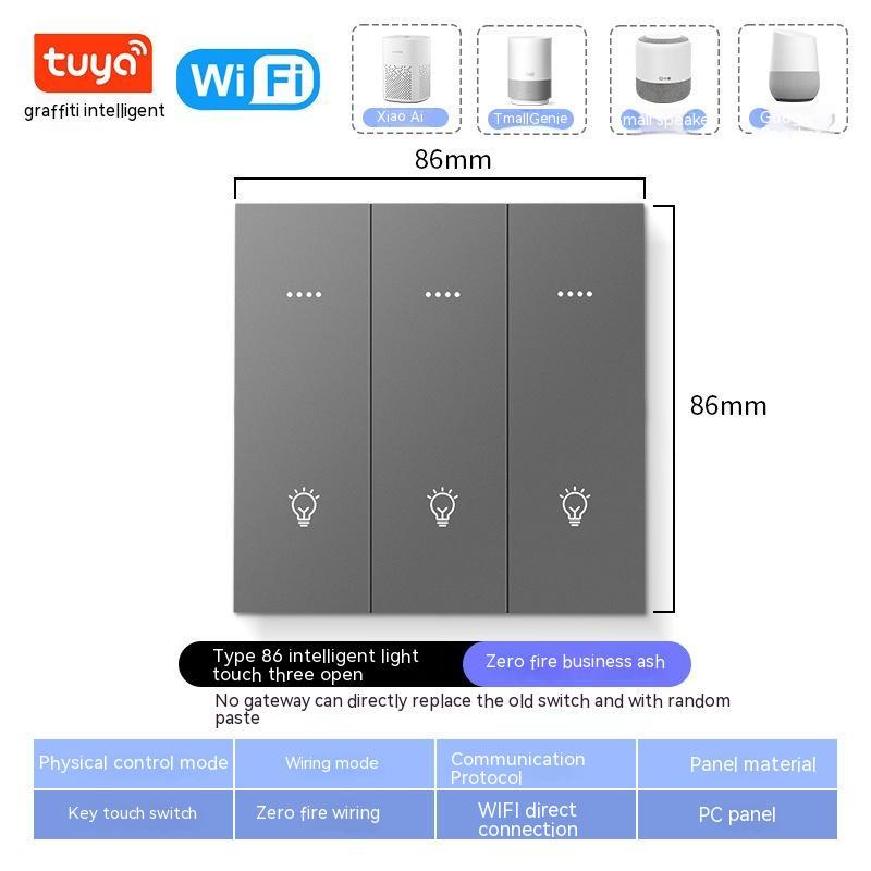 WiFi smart home switch with whole‑house voice control and mobile APP automation