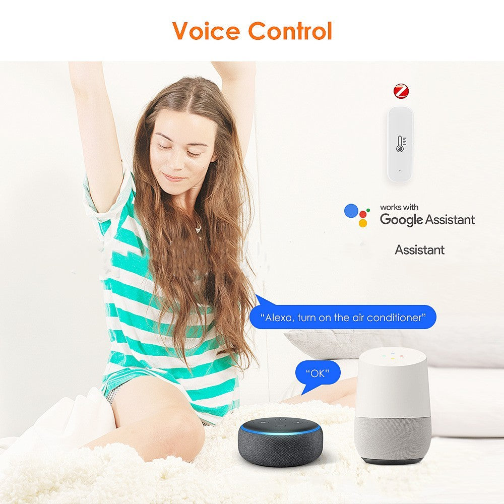 Zigbee smart hygrograph with WiFi app monitoring and voice control for temperature and humidity tracking