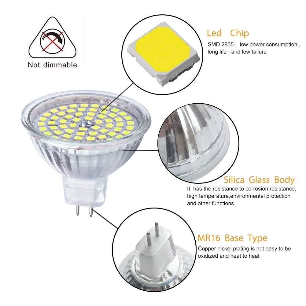 LED light bulb with labeled parts on a white background
