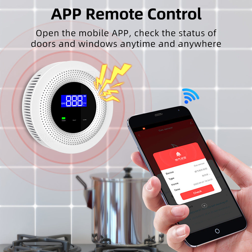 WiFi smart gas detector with real‑time leak alerts and mobile app monitoring