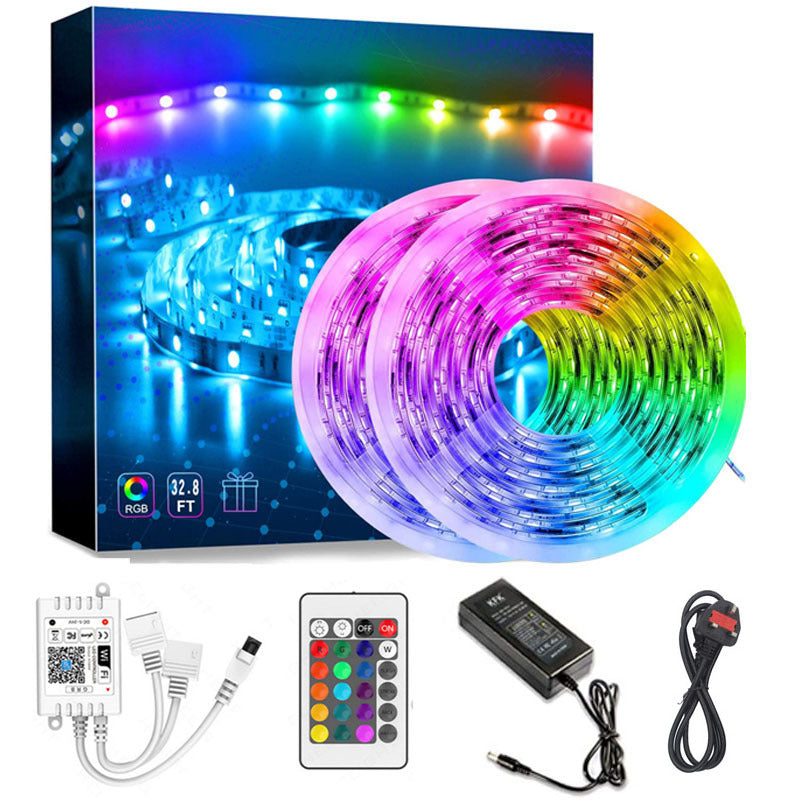 5050 RGB WiFi smart LED strip light with waterproof dripping glue and colorful lighting effects