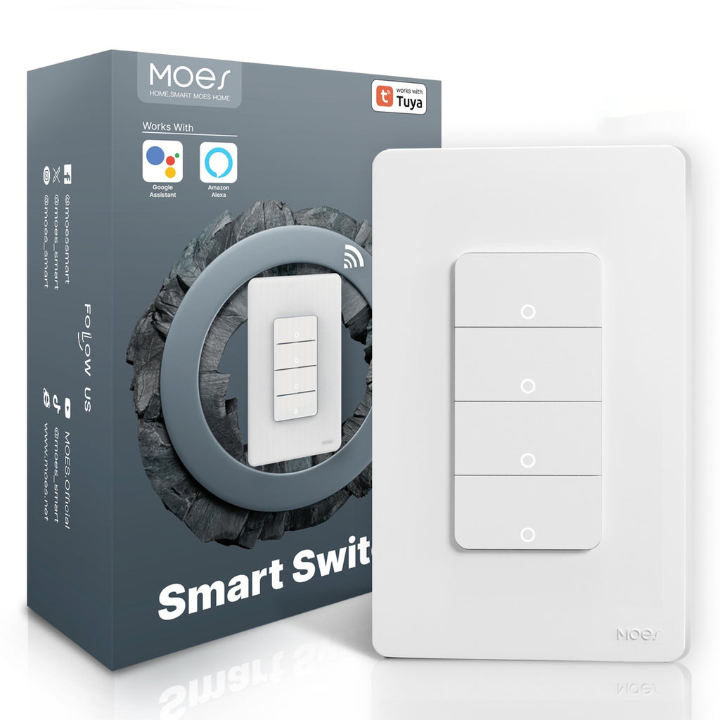 Graffiti smart home universal button switch with single live/zero‑fire wiring, app control, and voice automation