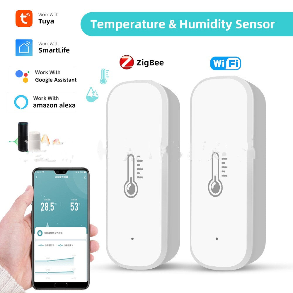 Zigbee smart hygrograph with WiFi app monitoring and voice control for temperature and humidity tracking