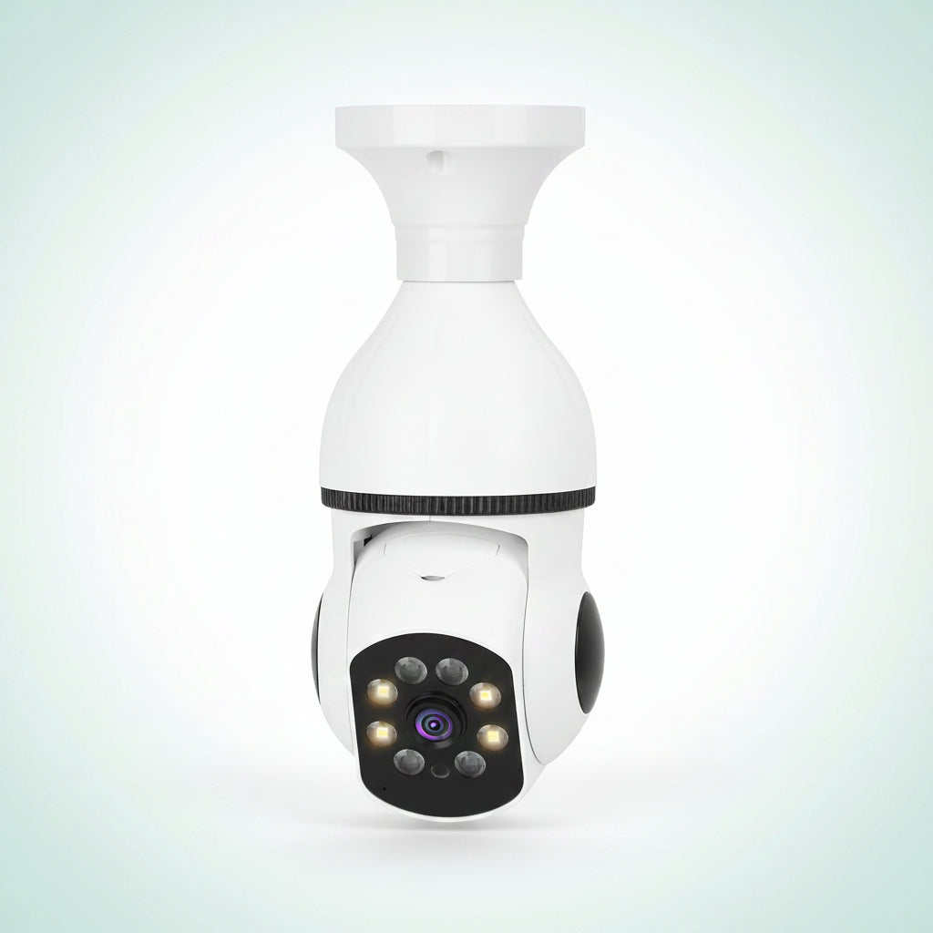 E27 WiFi bulb camera with 1080P pan‑tilt security, night vision, and two‑way audio