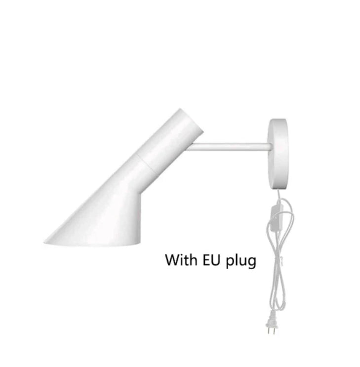 White wall lamp with EU plug on a white background