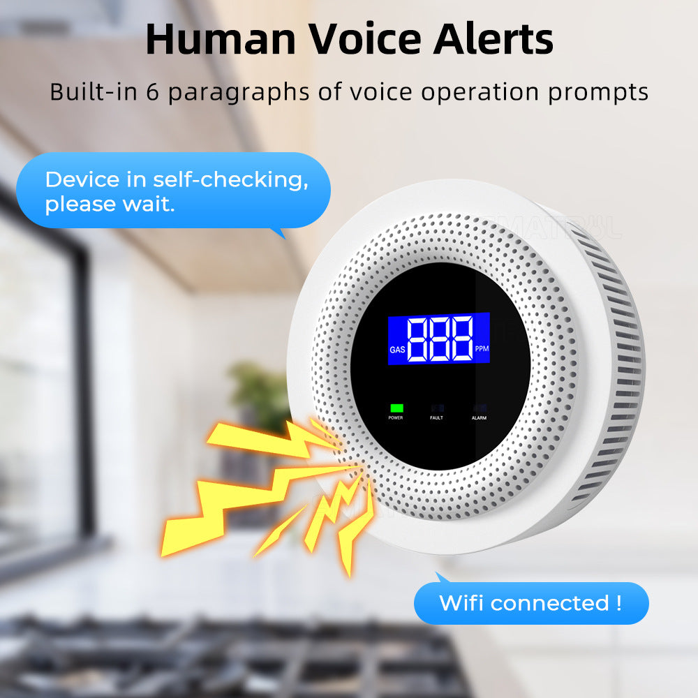 WiFi smart gas detector with real‑time leak alerts and mobile app monitoring