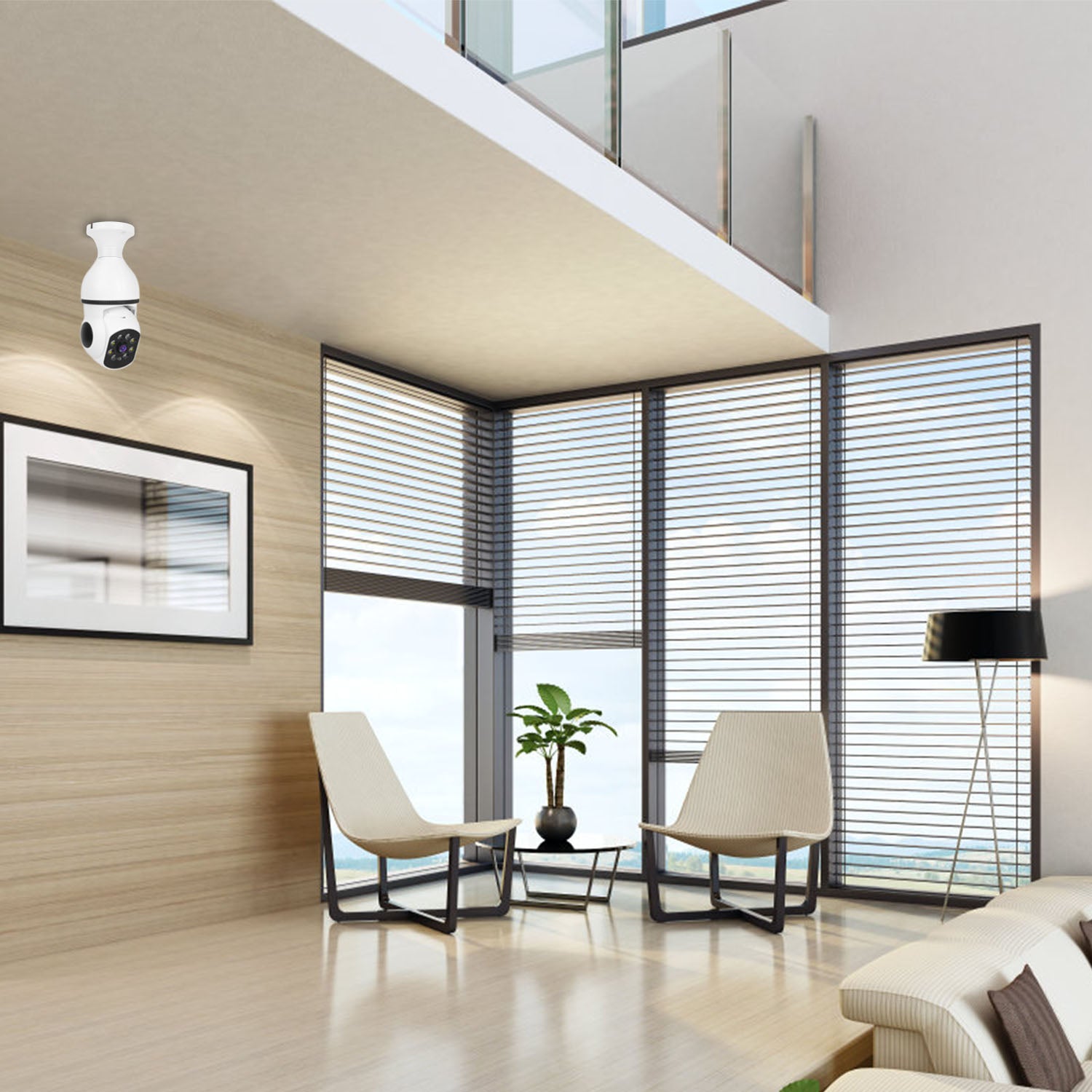 E27 WiFi bulb camera with 1080P pan‑tilt security, night vision, and two‑way audio