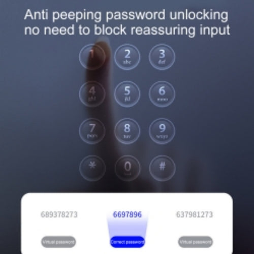“Black WiFi digital smart door lock with fingerprint, password, and key entry