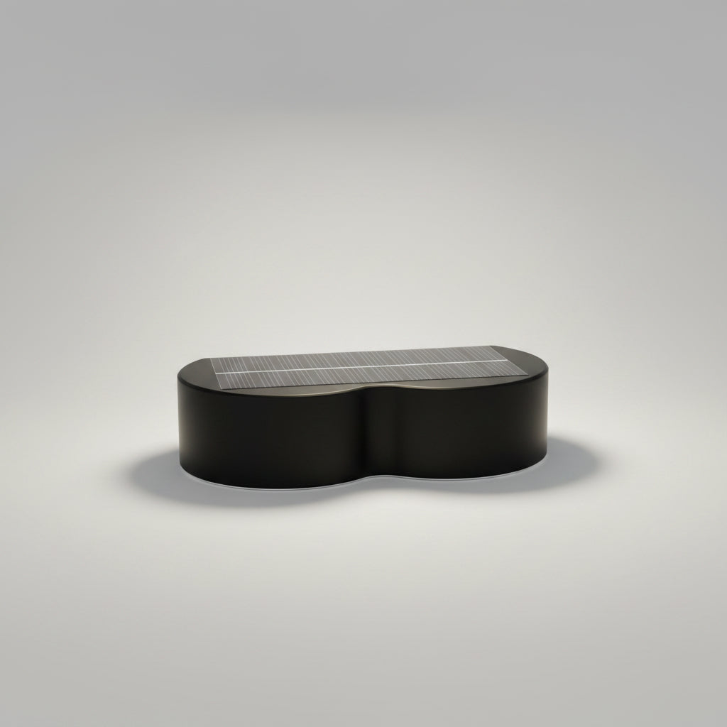 Black solar panel device on a white background