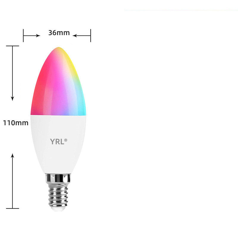 Smart light bulb with dimensions labeled on a white background