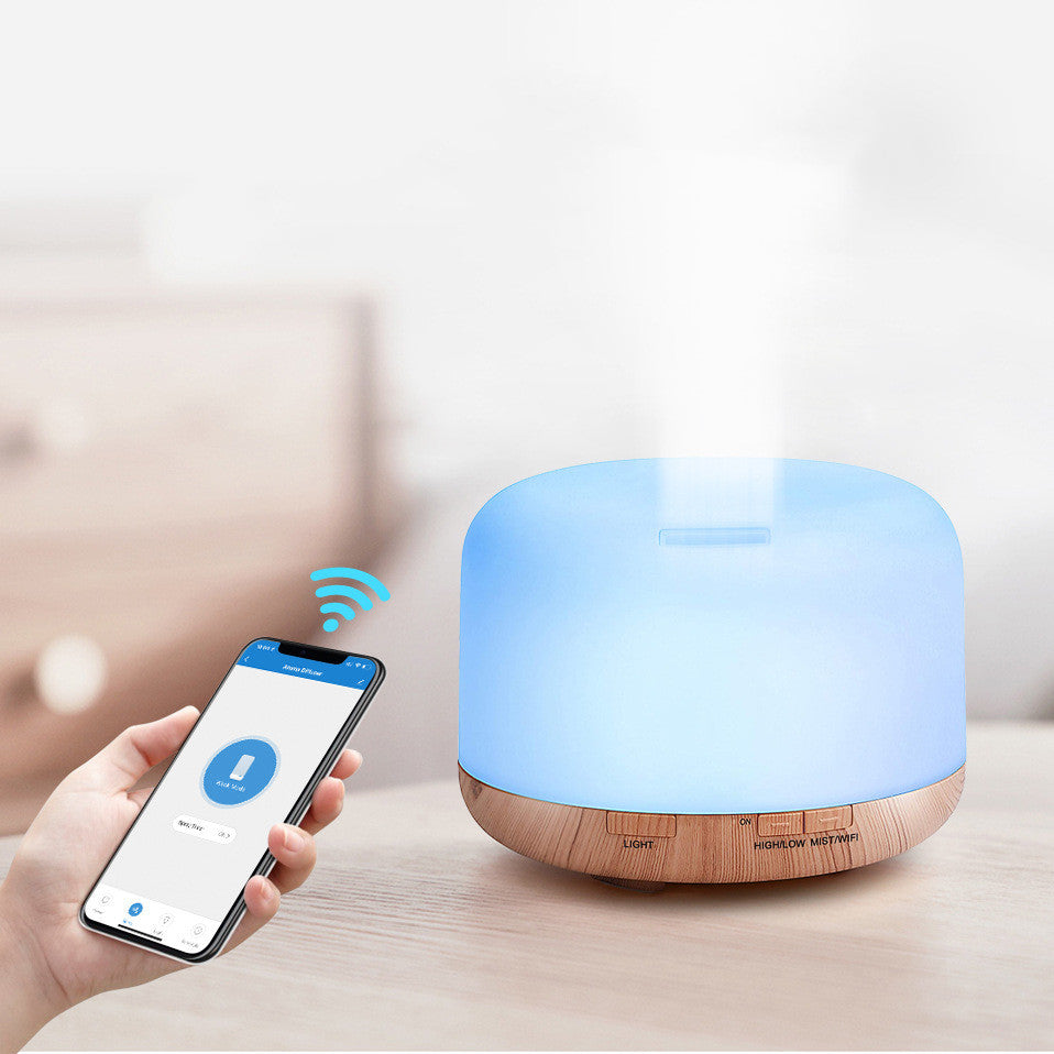 Tuya smart WiFi 500ml humidifier with colorful LED lighting and mobile app control
