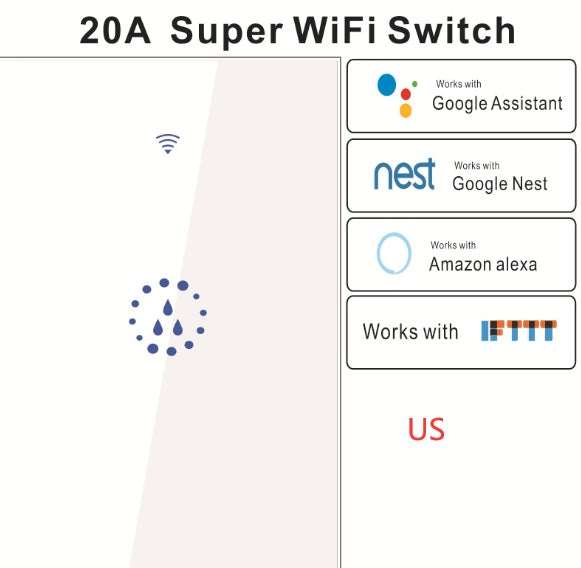 Smart WiFi high‑power water heater touch switch with mobile app remote control