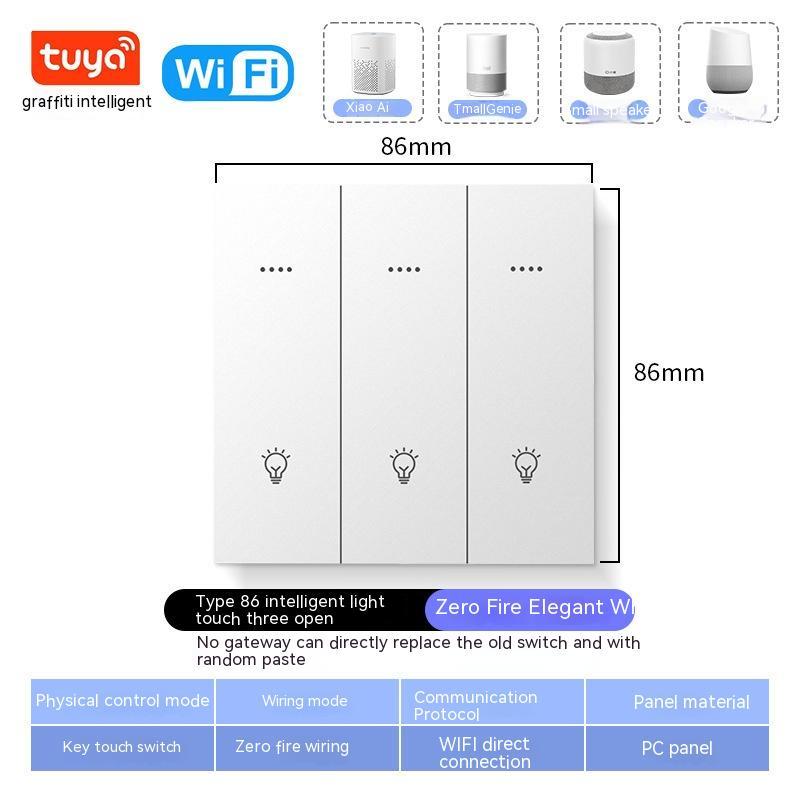 WiFi smart home switch with whole‑house voice control and mobile APP automation