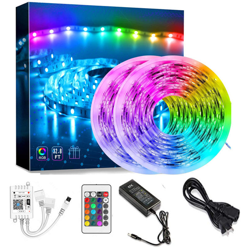 5050 RGB WiFi smart LED strip light with waterproof dripping glue and colorful lighting effects