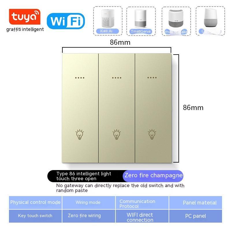 WiFi smart home switch with whole‑house voice control and mobile APP automation