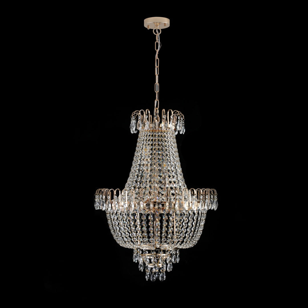 Crystal chandelier on a black background
