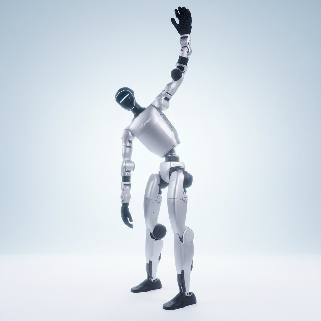 Robotic figure with a white background
