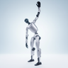 Robotic figure with a white background