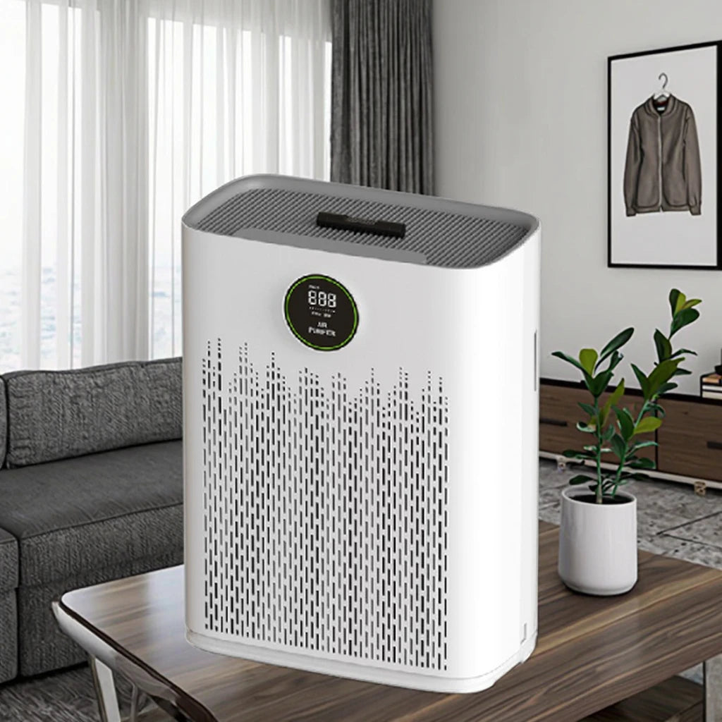 Air purifier in a living room