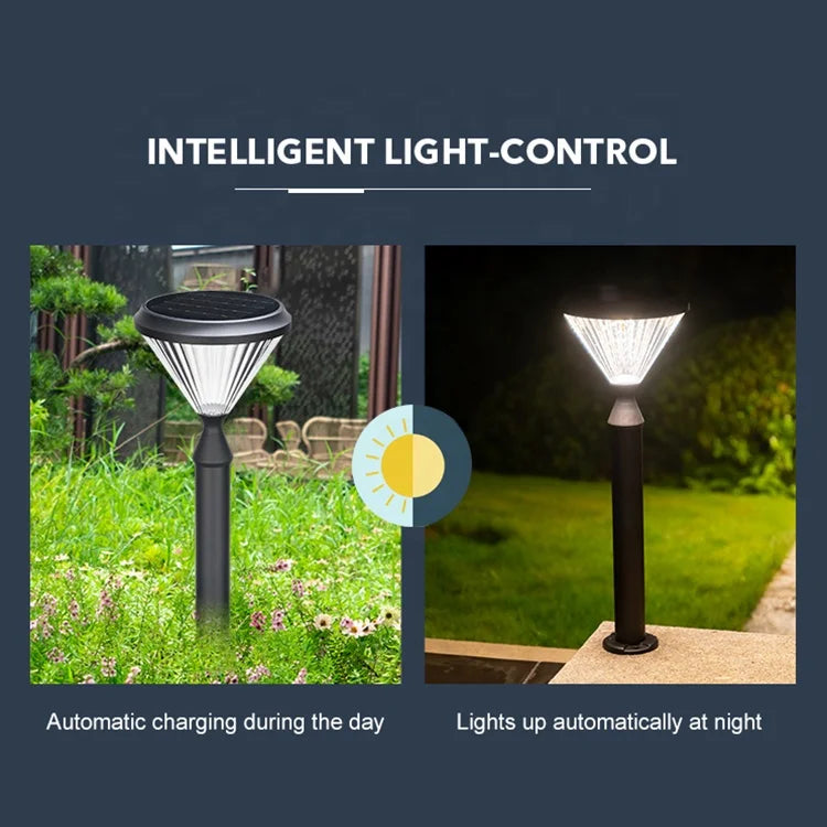 Solar bollards along a path
