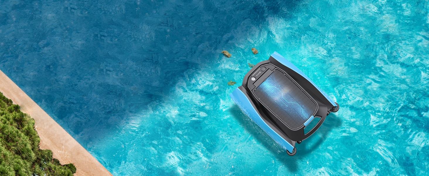 Solar Pool Skimmer Robot — IP68, 7L Debris Bin
