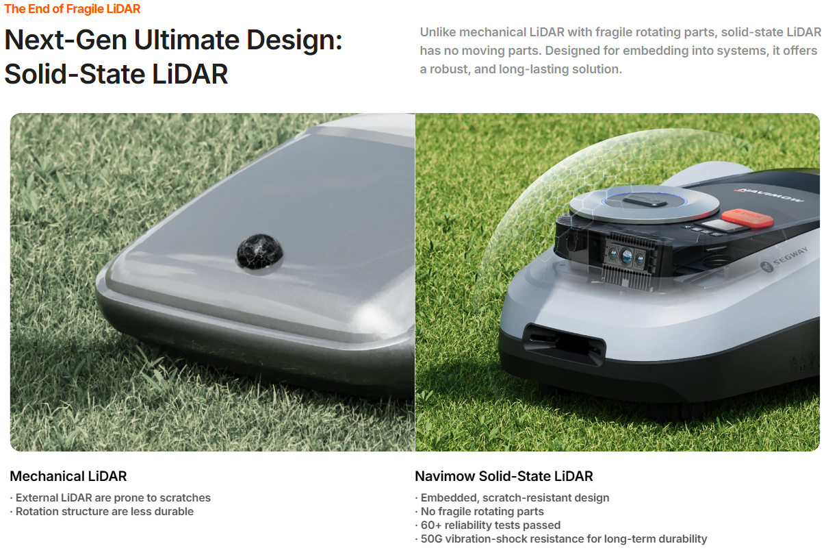 Comparison of mechanical and solid-state LiDAR systems on a grassy background