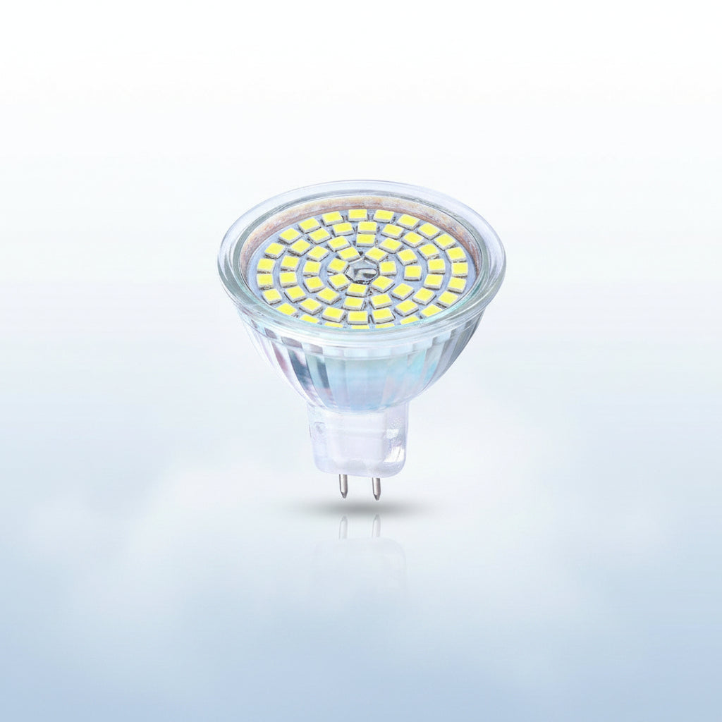 LED light bulbs with a clear base on a white background