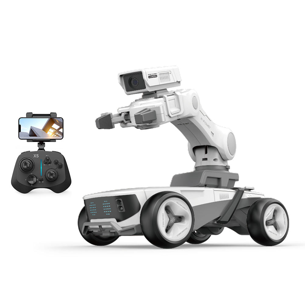 Robotic device with remote control on a white background