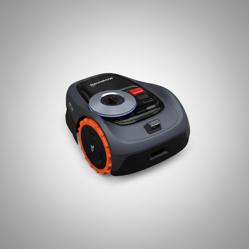Navimow robot lawn mower on a white background