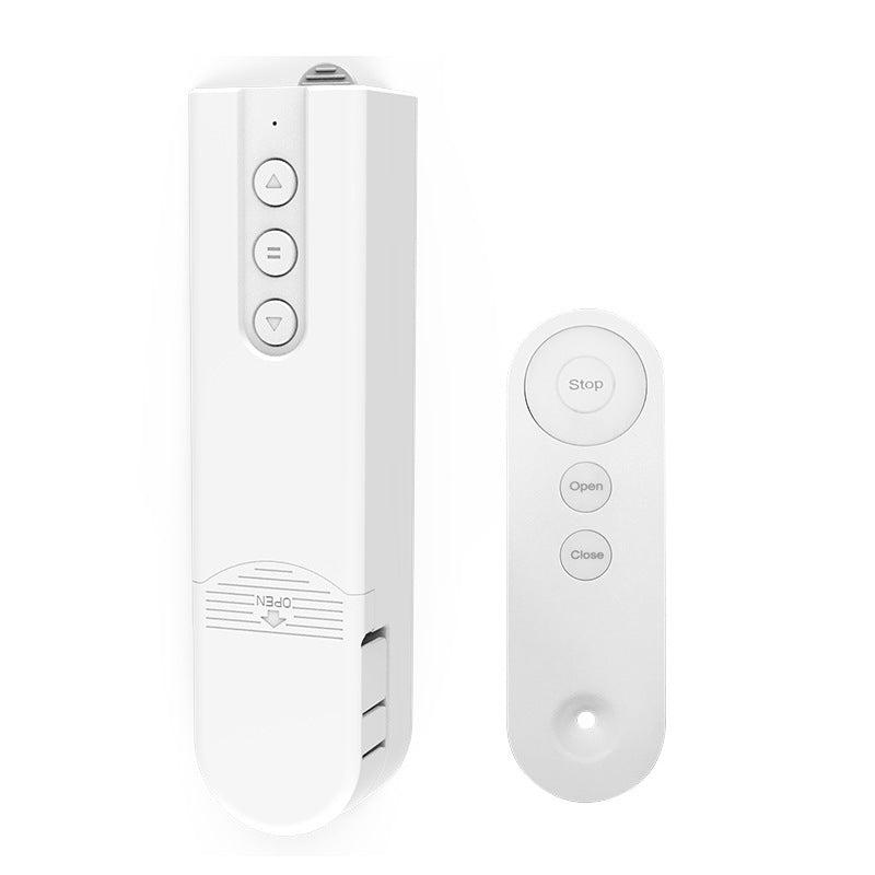 White remote control and receiver unit on a white background