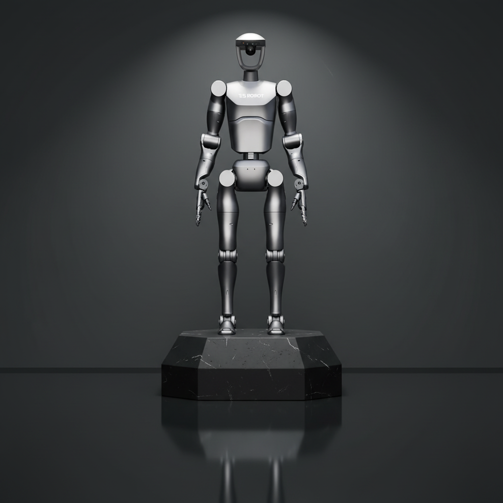 Ti5 T140A V2.1 humanoid robot front view • 42‑DOF bipedal AI robot with dexterous hands • Jetson Orin powered humanoid robot for research • Pro model with RealSense vision sensors