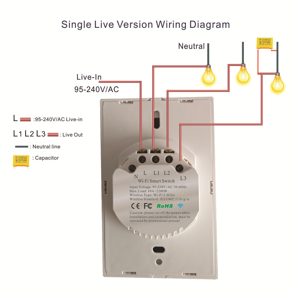 Australian smart WiFi touch wall panel compatible with Smart Life App