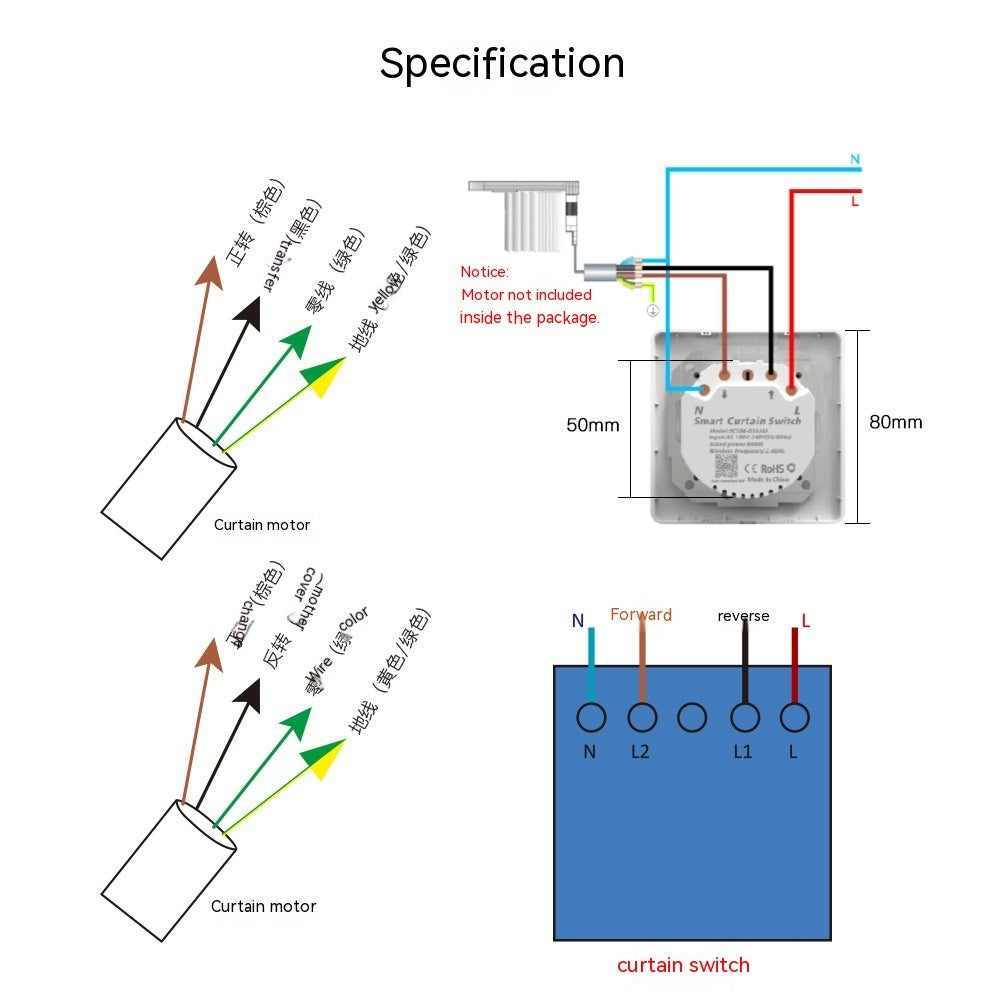 WiFi smart curtain switch for electric roller shutters with app timing and voice control