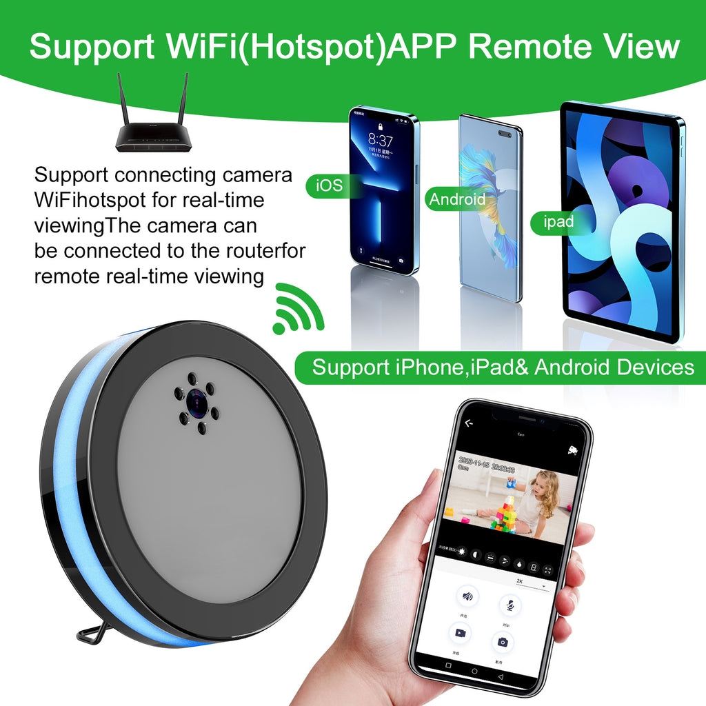 Wireless smart surveillance camera with HD video, motion alerts, and two‑way voice conversation