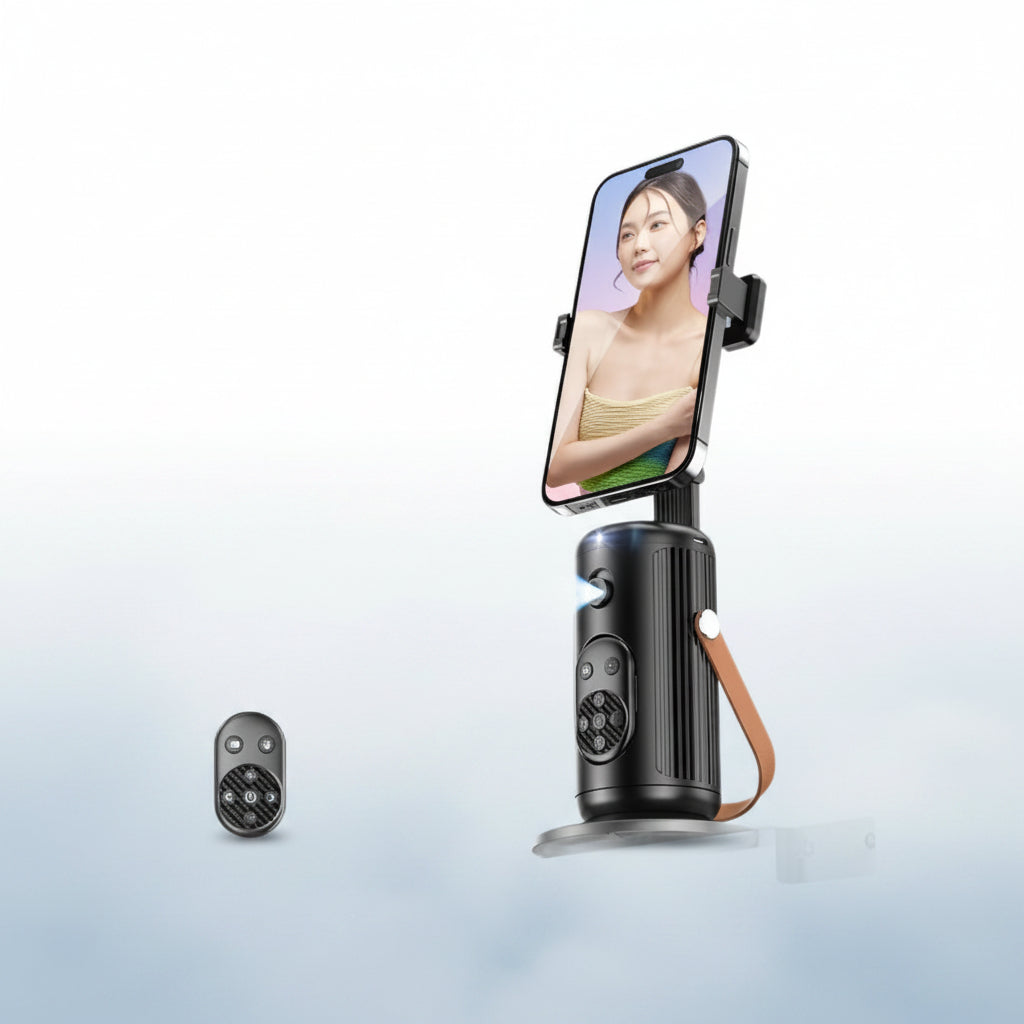 Phone holder with remote control on a white background