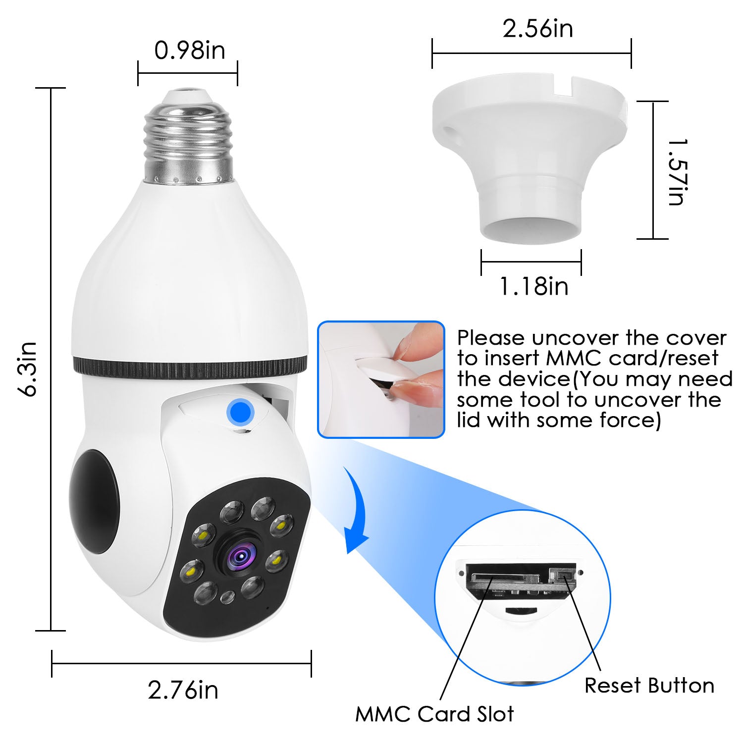 E27 WiFi bulb camera with 1080P pan‑tilt security, night vision, and two‑way audio